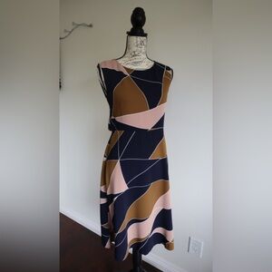 Ann Taylor Navy and Pink Midi Dress